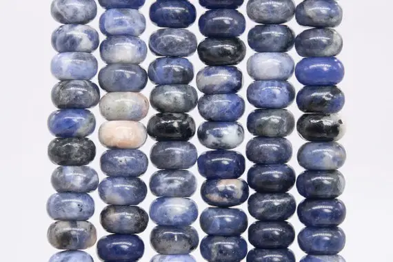 Genuine Natural Sodalite Gemstone Beads 10x6mm Blue Rondelle Aaa Quality Loose Beads (110536)