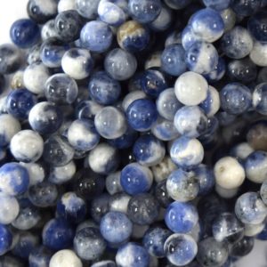 Shop Sodalite Round Beads! Natural White Blue Sodalite Round Beads Gemstone 15"Strand 4mm 6mm 8mm 10mm 12mm | Natural genuine round Sodalite beads for beading and jewelry making.  #jewelry #beads #beadedjewelry #diyjewelry #jewelrymaking #beadstore #beading #affiliate #ad