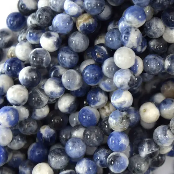 Natural White Blue Sodalite Round Beads Gemstone 15"strand 4mm 6mm 8mm 10mm 12mm