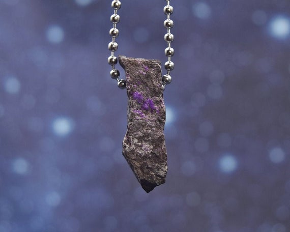 Fibrous Sugilite Stainless Steel Necklace | Rare | 24"