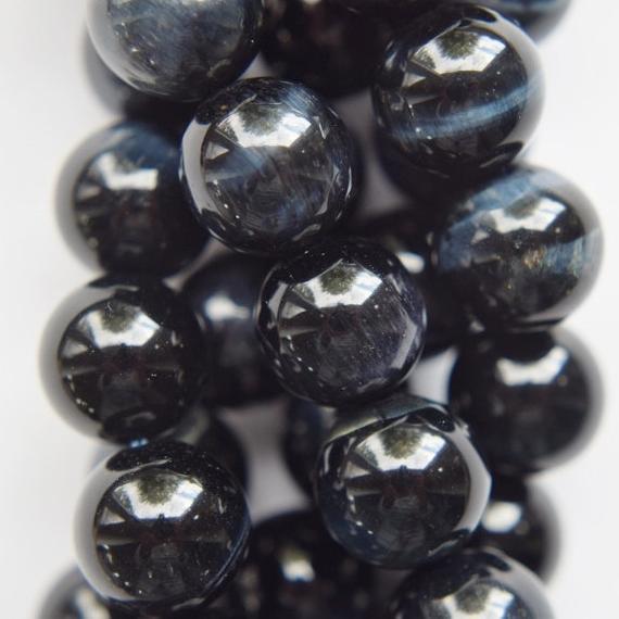 Genuine Blue Tiger Eye Beads - Round 10 Mm Gemstone Beads - Full Strand 16", 38 Beads, A+ Quality
