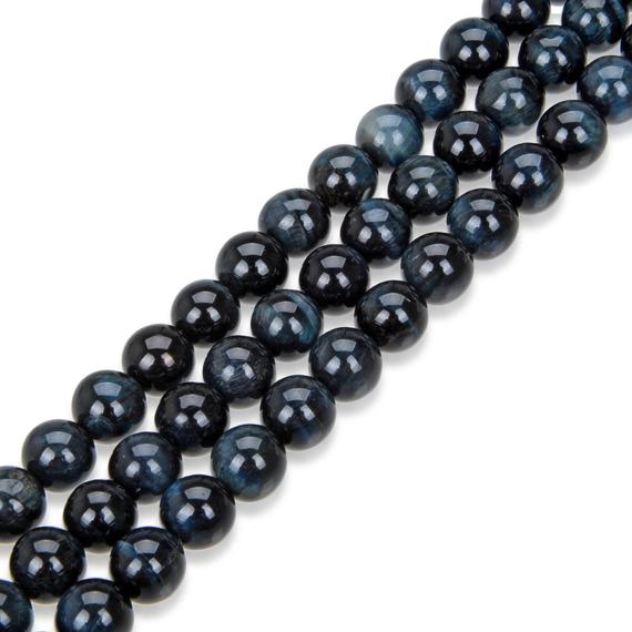U Pick 1 Strand/15" Natural Grade A Blue Tiger's Eye Healing Gemstone 4mm 6mm 8mm 10mm Round Stone Bead For Earrings Bracelet Jewelry Making