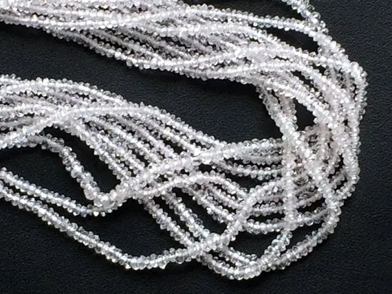 2-2.5mm White Topaz Faceted Rondelle Beads, White Topaz Faceted Beads, 13 Inch White Topaz Rondelle For Jewerly(1st To 5st Options) - Rama30