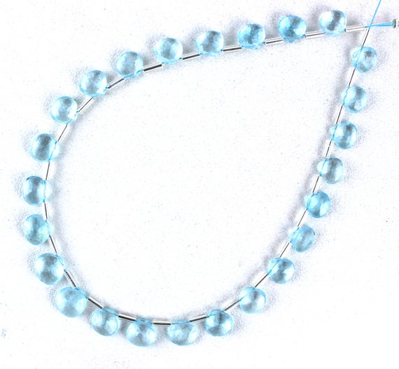 Aaa+ Quality  1 Strand Natural Blue Topaz Heart Shape,24 Piece,birthstone,topazgemstone,6.5-8mm,faceted Topaz,making Jewelry,wholesale Price