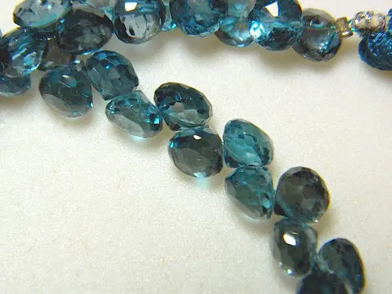 London Blue Topaz Beads, Blue Topaz Onion Briolettes, Faceted Beads, 6mm Beads, 10 Pieces, Sku-dscn5793