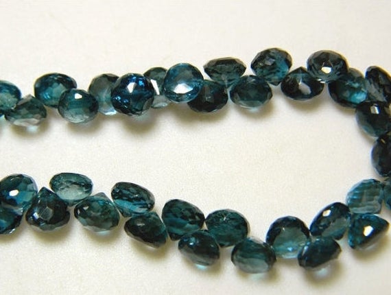 6mm London Blue Topaz Beads Faceted Onion Briolette Beads, London Blue Faceted Onion Beads For Jewelry (15pcs To 30pcs Options)
