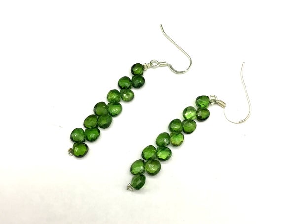 Green Tourmaline Faceted Pears Natural Gemstone Earrings