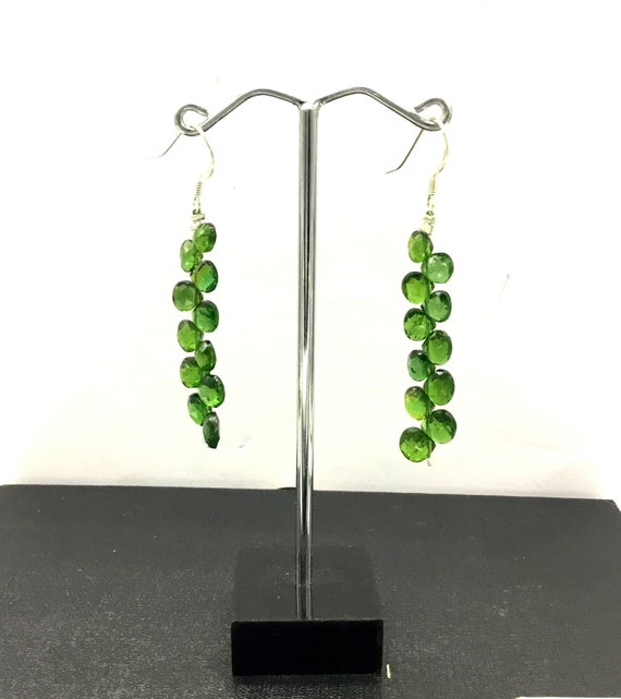 Green Tourmaline Faceted Pear Natural Gemstone Earrings