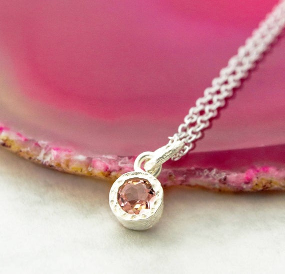 Pink Tourmaline Necklace Tourmaline Pendant October Birthstone Necklace For Mom Dainty Gemstone Necklace Pink Stone Necklace