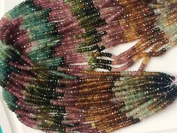 4mm Multi Tourmaline Faceted Rondelle Beads, 13 Inch Natural Multi Tourmaline Faceted Bead, Multi Tourmaline For Jewelry (1st To 5st Option)