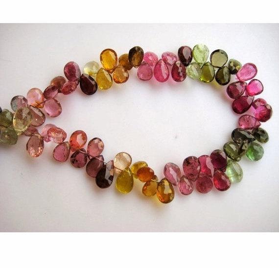 5x7mm Approx Multi Tourmaline Faceted Pear Beads, Multi Tourmaline Faceted Gems, Tourmaline Pear Bead For Jewelry (25pcs To 50pcs Options)