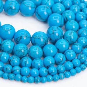 Shop Turquoise Beads! Queen Blue Turquoise Loose Beads Round Shape 6mm 8mm 10mm 12mm | Natural genuine beads Turquoise beads for beading and jewelry making.  #jewelry #beads #beadedjewelry #diyjewelry #jewelrymaking #beadstore #beading #affiliate #ad