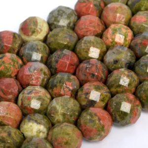 Shop Unakite Faceted Beads! Genuine Natural Lotus Pond Unakite Loose Beads Faceted Round Shape 6mm 8mm 10mm | Natural genuine faceted Unakite beads for beading and jewelry making.  #jewelry #beads #beadedjewelry #diyjewelry #jewelrymaking #beadstore #beading #affiliate #ad