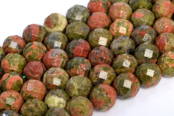 Genuine Natural Lotus Pond Unakite Loose Beads Faceted Round Shape 6mm 8mm 10mm