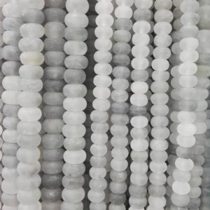 Shop Quartz Crystal Rondelle Beads! 1 Full Strand 4x6mm / 5×8 mm Matte Cloudy Quartz  Beads, Grey Frosted Gemstones Beads,Semi Precious Stones For Bracelet Necklace DIY Jewelry | Natural genuine rondelle Quartz beads for beading and jewelry making.  #jewelry #beads #beadedjewelry #diyjewelry #jewelrymaking #beadstore #beading #affiliate #ad