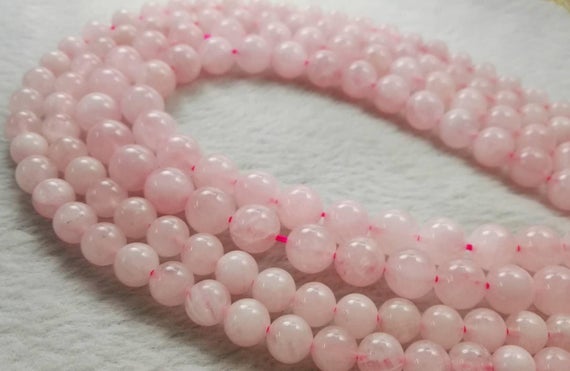 1 Full Strand 6mm 8mm 10mm Rose Quartz  Round Beads , Rose Quartz Beads , Pink Quartz Round Beads , Jewelry Making Beads ,