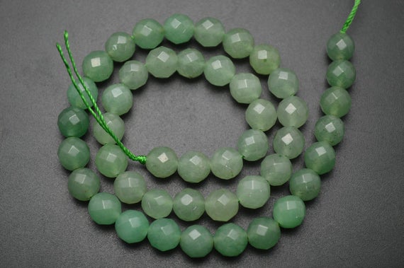 10mm Natural Faceted Green Aventurine Jade Stone Round Loose Beads