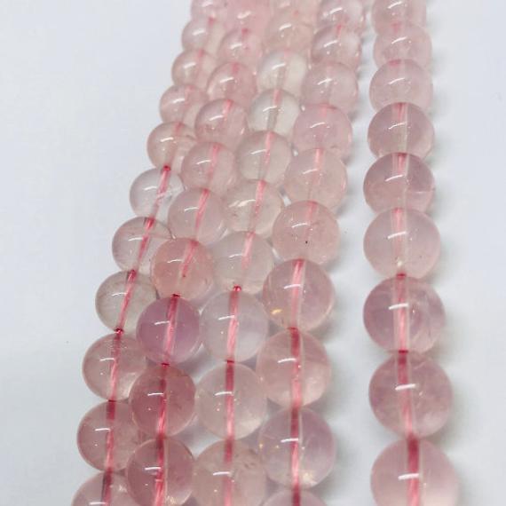 10mm Rose Quartz Round Beads, Top Quality Perfect Round Shape - Deep Pink Rose Quartz
