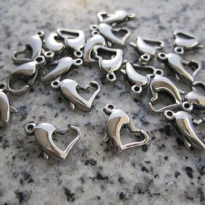 Shop Clasps for Making Jewelry! 10MM Stainless Steel Heart Lobster Clasps HTLC10 | Shop jewelry making and beading supplies, tools & findings for DIY jewelry making and crafts. #jewelrymaking #diyjewelry #jewelrycrafts #jewelrysupplies #beading #affiliate #ad