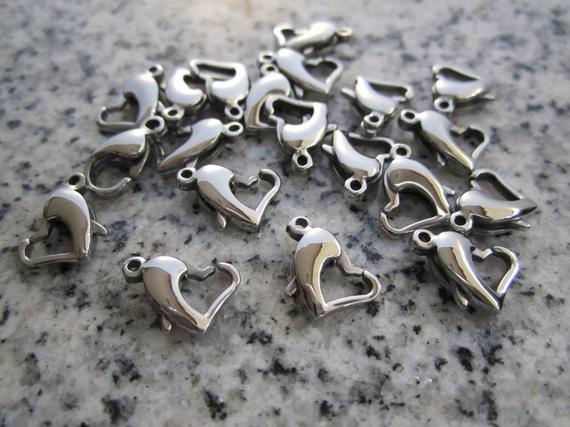 10mm Stainless Steel Heart Lobster Clasps Htlc10