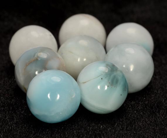 12-13 Mm Genuine Dominican Larimar Gemstone Grade A Blue Round 8 Beads Lot (80005751-880)