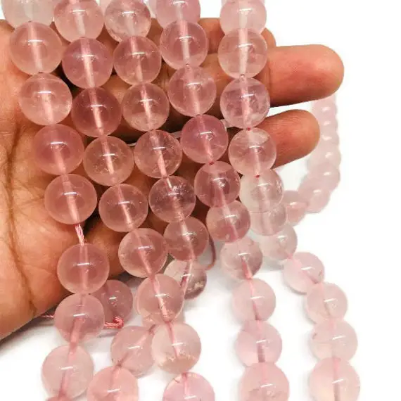 12mm Rose Quartz Round Beads, Top Quality Perfect Round Shape . Deep Pink Rose Quartz