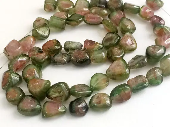 8-12mm Rare Watermelon Tourmaline Beads, Natural Watermelon Tourmaline Plain Tumble Beads, Tourmaline Statement For Jewelry (3.5in To 13in)