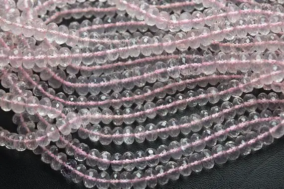 13 Inches Strand,super Finest Quality,aaa Quality,natural Rose Quartz Faceted Rondelles Beads,size 5-5-6mm