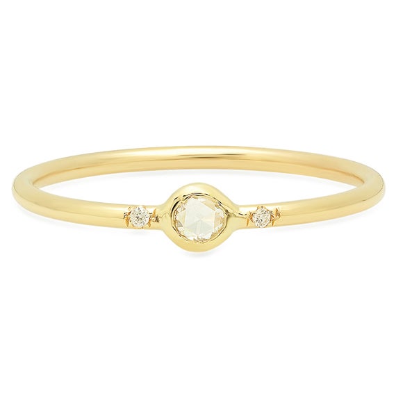 14k White Sapphire Band, White Sapphire Engagement Ring, Three Stone Diamond Ring, Sapphire Gold Ring, Sapphire Engagement Ring