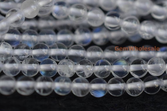 15.5" 2mm White Rainbow Moonstone Round Beads, Aa Quality Moonstone With Blue Shinning, White Semi-precious Stone, Small Beads