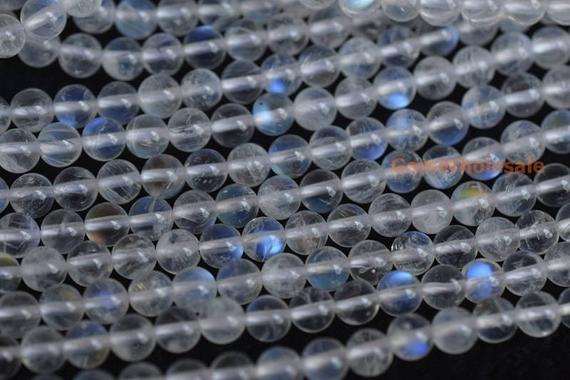 15.5" 4mm Aa White Rainbow Moonstone Round Beads, Moonstone With Blue Shinning, White Semi-precious Stone, Gemstone Wholesaler, Small Beads