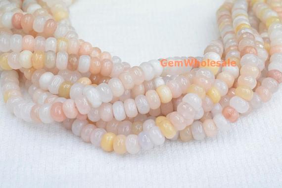 15.5“ 4x6mm/6x10mm Light Pink Aventurine Roundel Faceted Beads, Semi-precious Stone, Natural Light Yellow Color Rondelle Beads Qgco