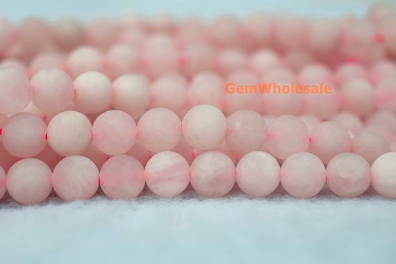 15.5" 8mm/10mm Matte Rose Quartz Round Beads, Pink Gemstone, Semi-precious Stone, Frosted Rose Quartz
