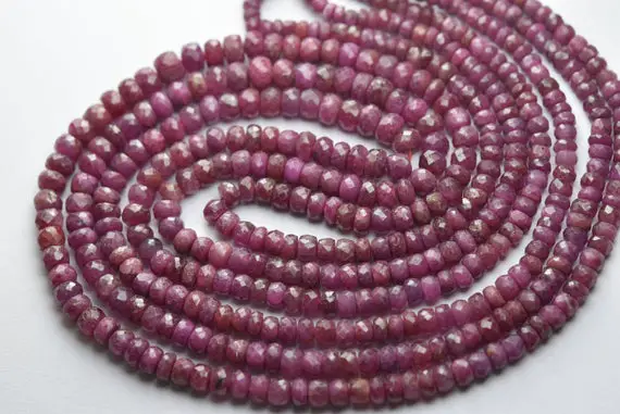 7 Inches Strand,natural Ruby Faceted Rondelles,size 3.5-5mm Approx