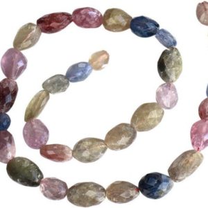 Shop Sapphire Chip & Nugget Beads! 16 IN Strand 7-9 mm Sapphire Nugget Shaped Faceted Multicolor Gemstone Beads (SH100113) | Natural genuine chip Sapphire beads for beading and jewelry making.  #jewelry #beads #beadedjewelry #diyjewelry #jewelrymaking #beadstore #beading #affiliate #ad