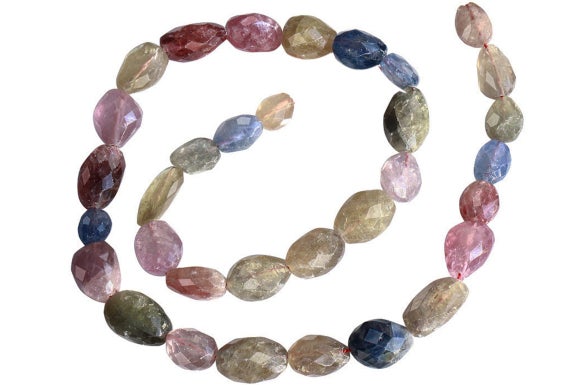16 In Strand 7-9 Mm Sapphire Nugget Shaped Faceted Multicolor Gemstone Beads (sh100113)