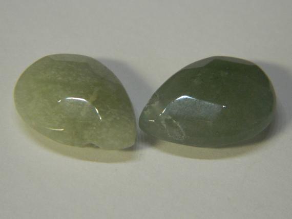 18mm Faceted Gemstone Green Aventurine Drop Briolettes - Green Top Drilled Faceted Teardrop Briolette Beads - 2 Beads Per Order #a299