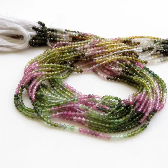 2.5mm Natural Multi Tourmaline Faceted Rondelle Beads, Pink Green Watermelon Tourmaline Bead, 13 Inch Strand, Sold As 1/5/25 Strand, Gds1447