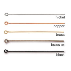 Shop Head Pins & Eye Pins! 2 Inch Eye Pins, TierraCast Nickel, Copper, Bright Brass, Brass Ox or Black Plate | Shop jewelry making and beading supplies, tools & findings for DIY jewelry making and crafts. #jewelrymaking #diyjewelry #jewelrycrafts #jewelrysupplies #beading #affiliate #ad