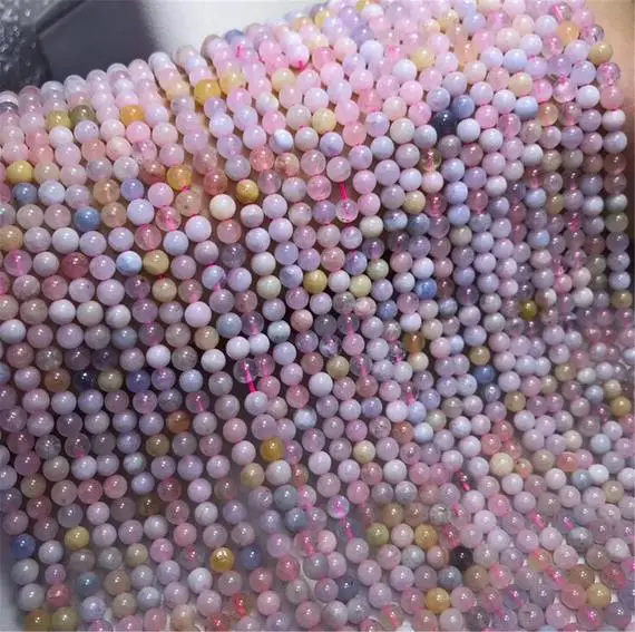 3mm 4mm Morganite Faceted Round Beads, Tiny Gemstone Beads ,approx 15.5 Inch Strand