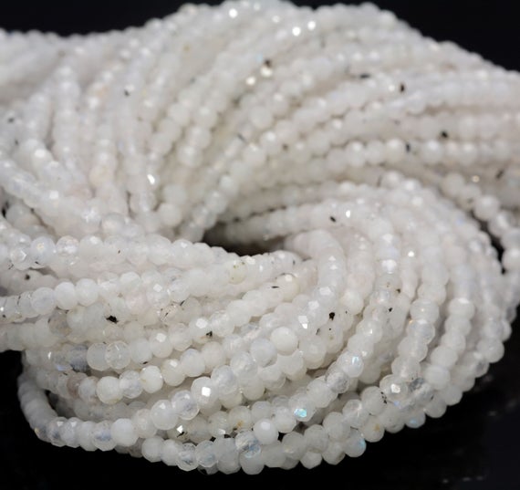 3x2mm Rainbow Moonstone Gemstone Grade Aaa Micro Faceted Rondelle Beads 15.5 Inch Full Strand Bulk Lot 1,2,6,12 And 50(80010023-a200)