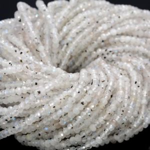 Shop Rainbow Moonstone Rondelle Beads! 3x2MM Rainbow Moonstone Gemstone Grade AA Micro Faceted Rondelle Beads 15.5 inch Full Strand BULK LOT 1,2,6,12 and 50(80010024-A200) | Natural genuine rondelle Rainbow Moonstone beads for beading and jewelry making.  #jewelry #beads #beadedjewelry #diyjewelry #jewelrymaking #beadstore #beading #affiliate #ad