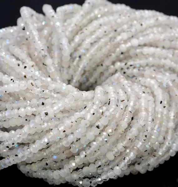 3x2mm Rainbow Moonstone Gemstone Grade Aa Micro Faceted Rondelle Beads 15.5 Inch Full Strand Bulk Lot 1,2,6,12 And 50(80010024-a200)