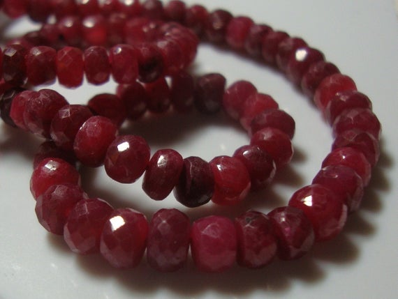 40 Beads, 3mm, Ruby Rondelles Beads, Cherry Red Ruby