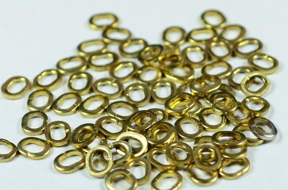 150 Pieces Raw Brass 3.5x4.5 Mm Oval Strong Jump Ring Connectors
