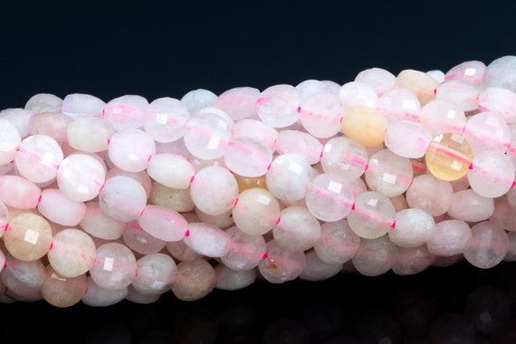3-4mm Beryl Morganite Aquamarine Beads Faceted Flat Round Button Aa Genuine Natural Gemstone Loose Beads 15" / 7.5" Bulk Lot Options(111700)
