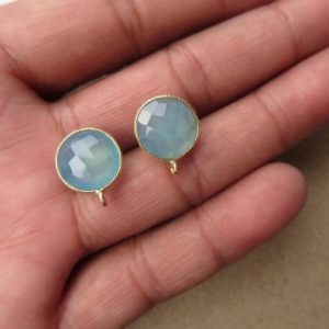 Shop Blue Chalcedony Earrings! 5 Pairs Blue Chalcedony Earring Supplies, Gemstone Stud Earring Component Findings With Bail, Gemstone Jewelry Making Supplies, GDS1041/10 | Natural genuine Blue Chalcedony earrings. Buy crystal jewelry, handmade handcrafted artisan jewelry for women.  Unique handmade gift ideas. #jewelry #beadedearrings #beadedjewelry #gift #shopping #handmadejewelry #fashion #style #product #earrings #affiliate #ad