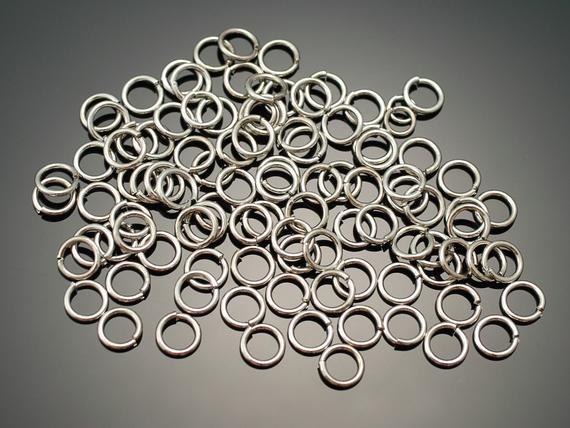 5001032 / Over 100pcs (about 7g) /  0.8mm Thickness, 4mm Inner Diameter / Jump Ring / Rhodium Plated Brass
