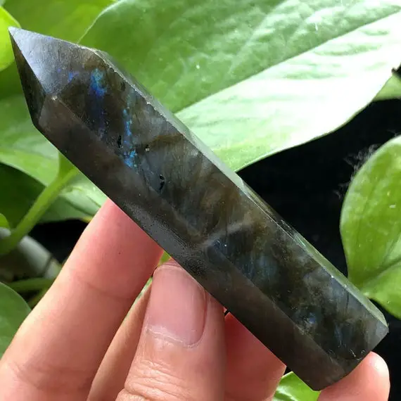 593 58 Gram 86mm Labradorite Wand Obelisk Is Full Of Fire And Healing Power, A Proven Healer And Protector For Petty Drama And Bullying.