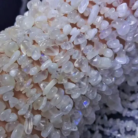 6- 9mm Natural Moonstone Chip Beads , 16inches Strand,hole Approx 0.7mm
